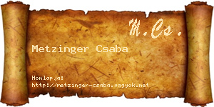 Metzinger Csaba névjegykártya